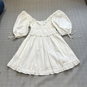 Romantic Peasant Dress Large White Lace Off‎ Shoulder Cottagecore Fairy Coquette